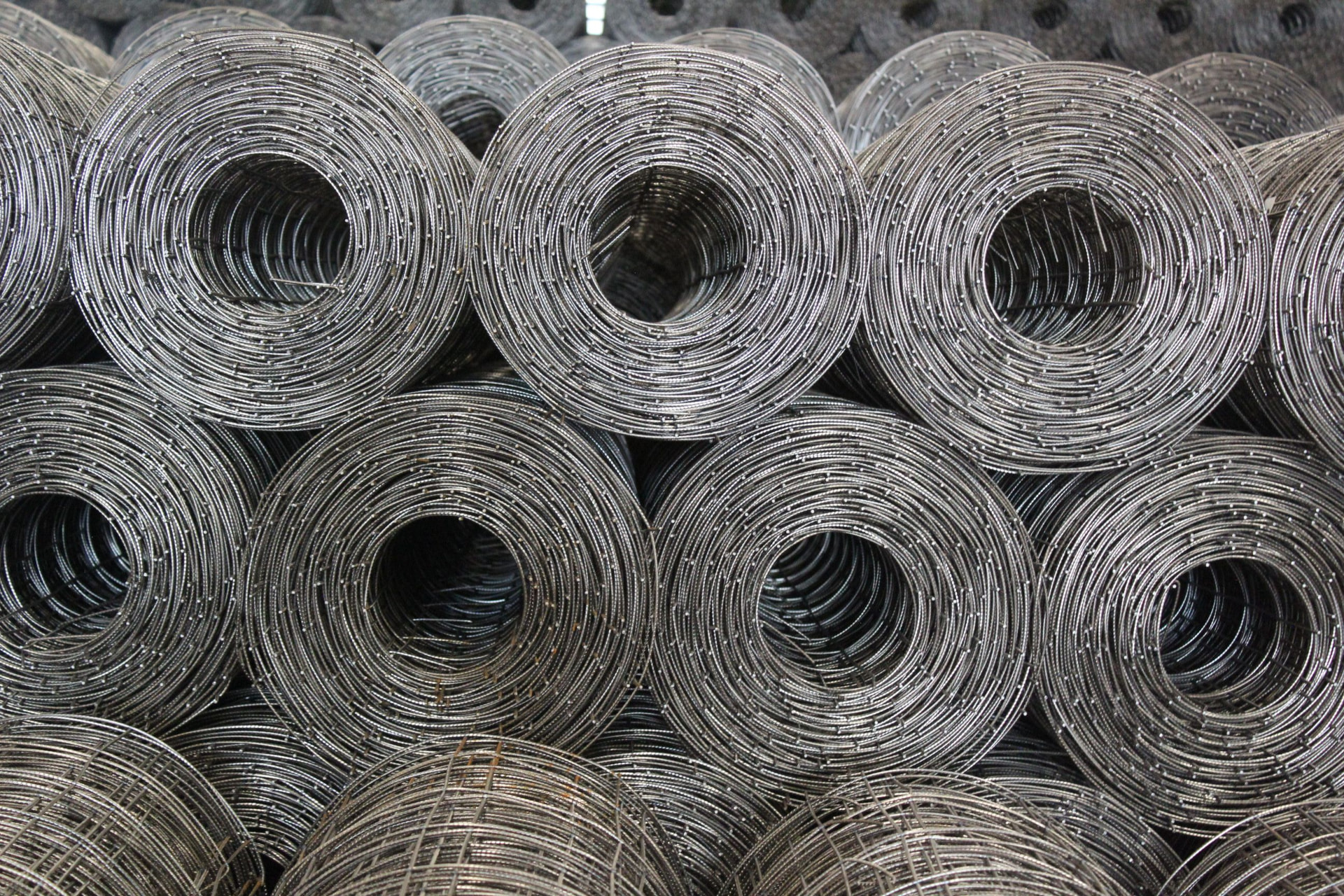 Rolls of BRC and welded wire mesh stacked in the Gimjos yard